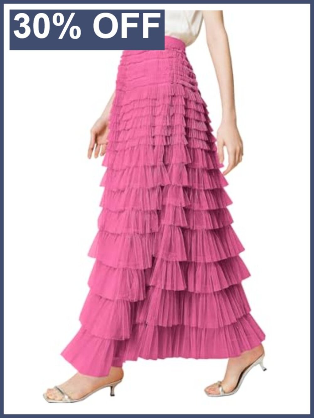 Womens Tulle Maxi Skirt High Waist Tiered A Line Layered